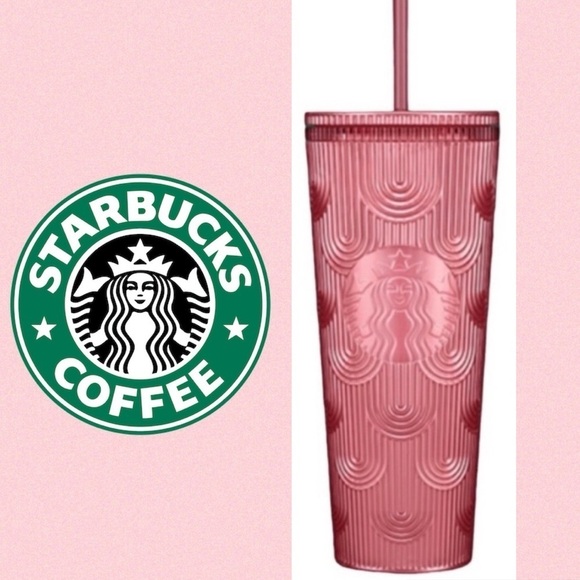 Starbucks Dusty Rose Pink Shimmer Shell Mermaid Scales Cold Cup Tumbler 24 oz - Picture 4 of 15